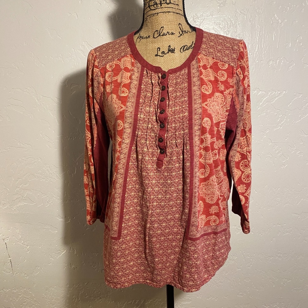 Lucky Brand long sleeve blouse, size large.